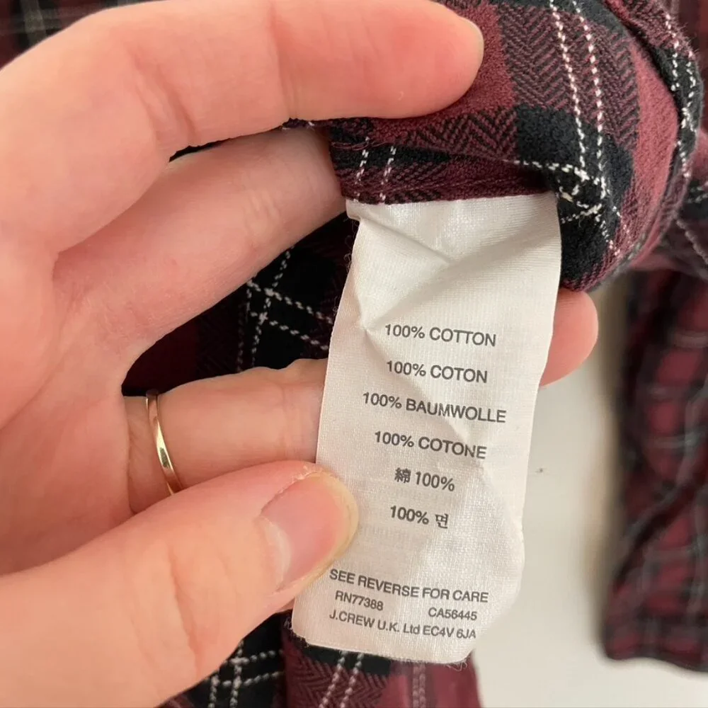 J. CREW Mens Sportsman's Outfitter Red Black White Plaid Button Down Flannel S